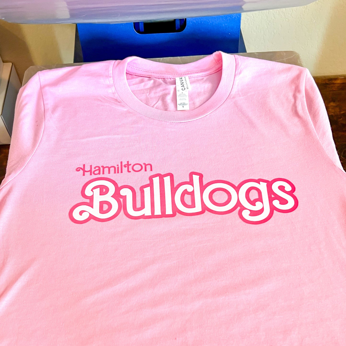 Pink Bulldogs Barbie Type font Graphic Tee