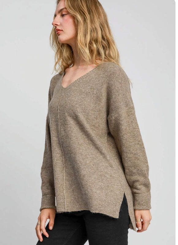 Wool Blended Pullover Sweater Latte Color