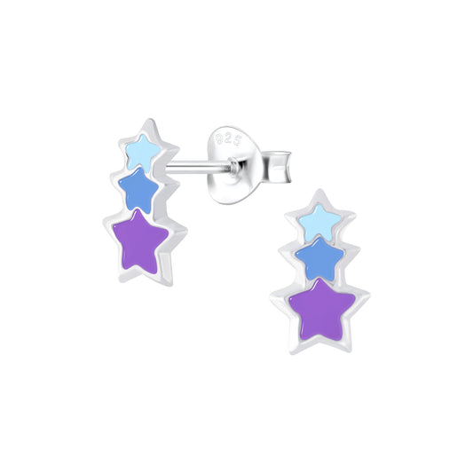 a pair of purple and blue stars on a white background