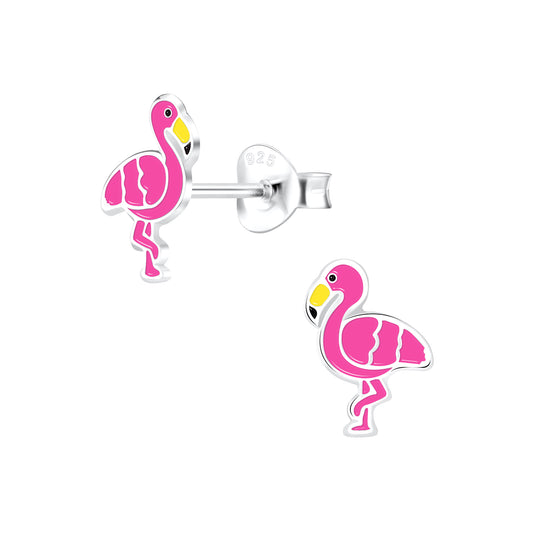 Flamingo Earrings 925 Sterling Silver Hypoallergenic Earrings for Little Girls