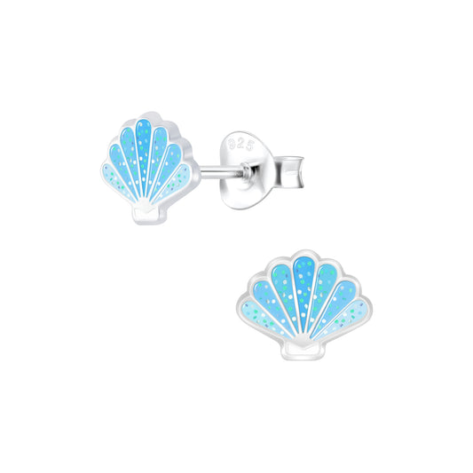 Blue Seashell Sterling Silver Earrings