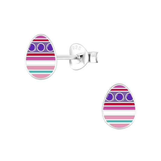 Purple and Pink Easter Egg Sterling Earrings
