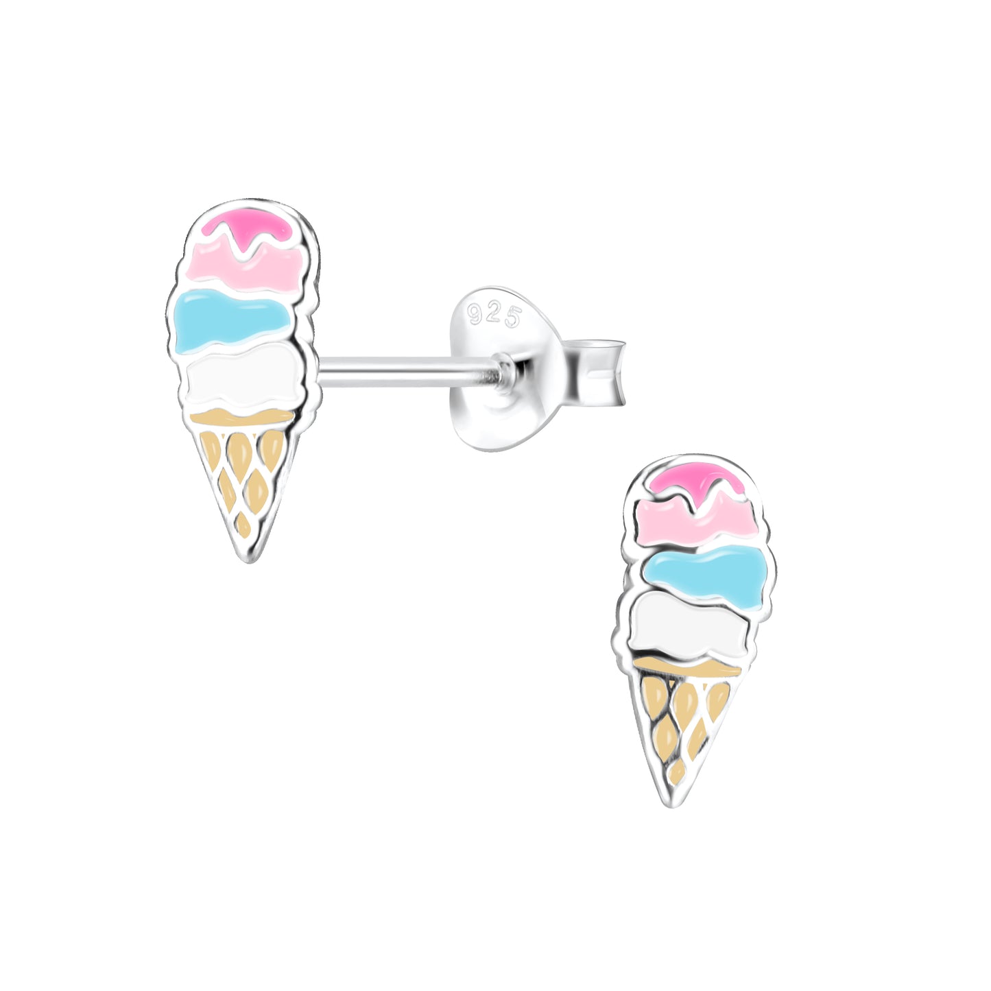 Pastel Ice Cream Cone Sterling Earrings
