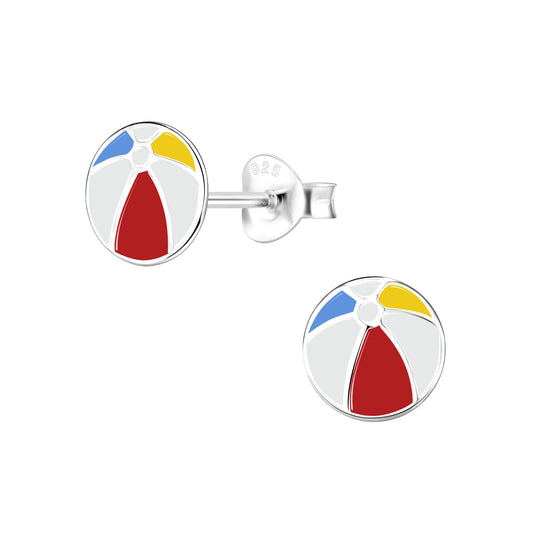 Beach Ball Earrings 925 Sterling Silver Hypoallergenic Earrings for Little Girls
