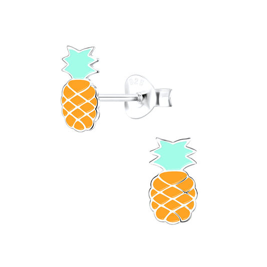Orange Pineapple Sterling Silver Earrings