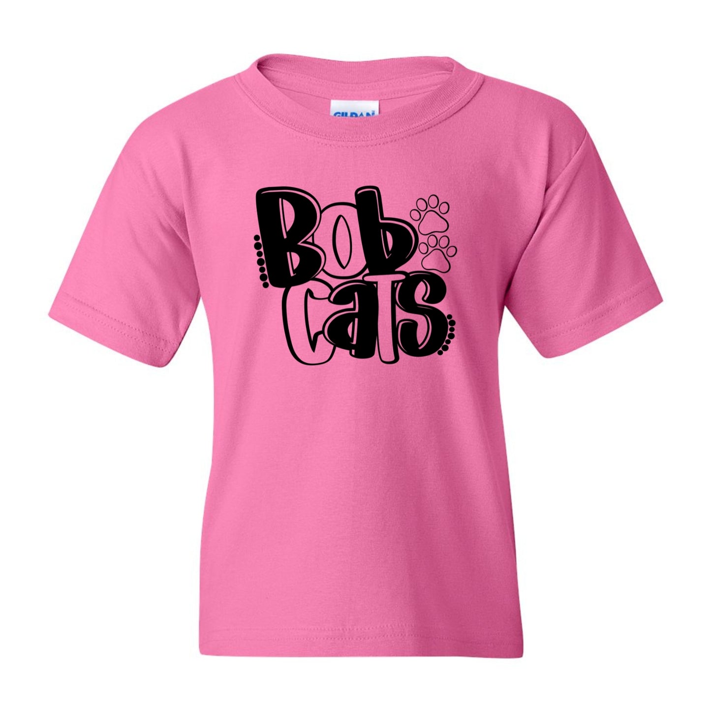 Bobcats with Little Paw Prints Bubble Letter Youth Shirt