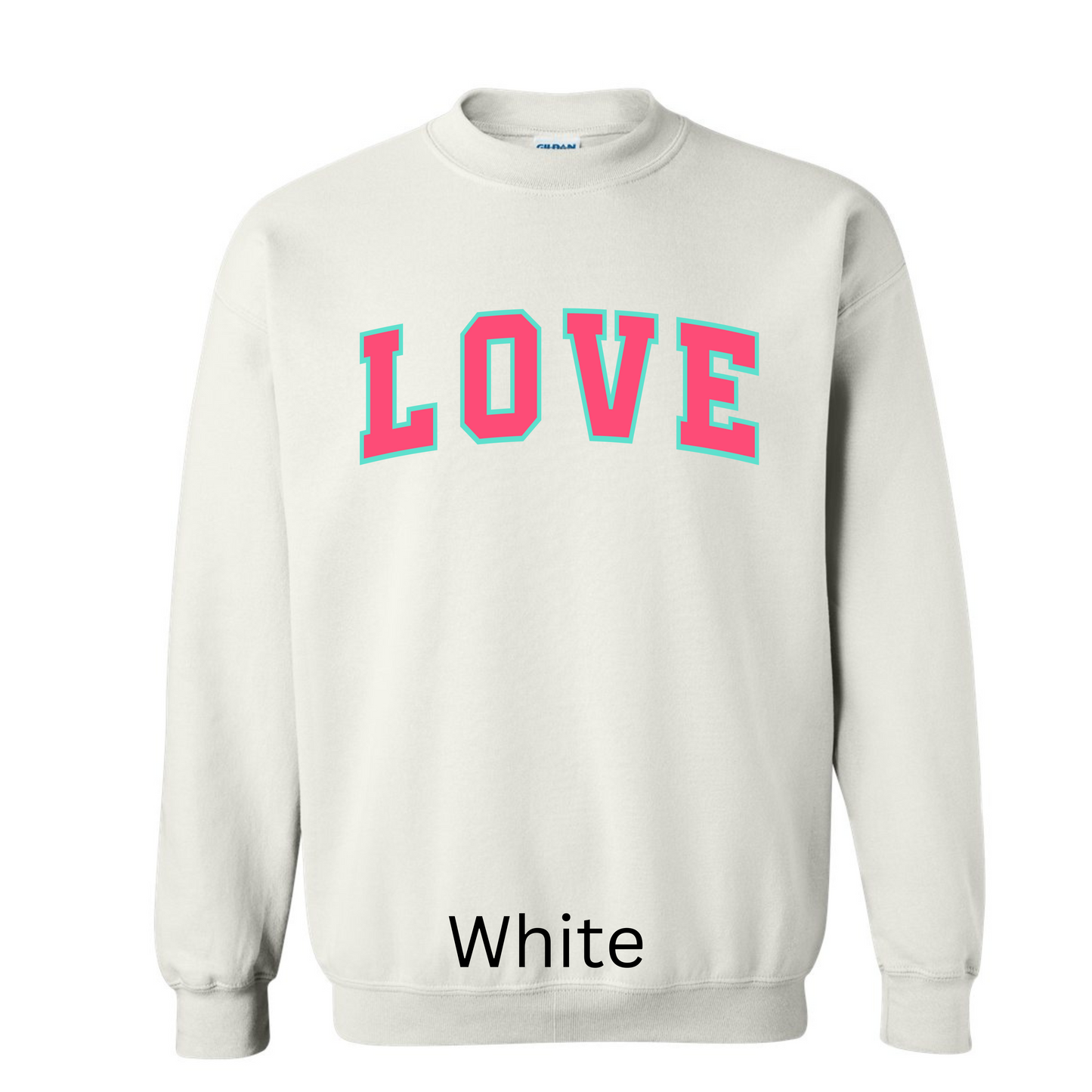 Valentine’s Sweatshirt Pink with Blue Outline Love