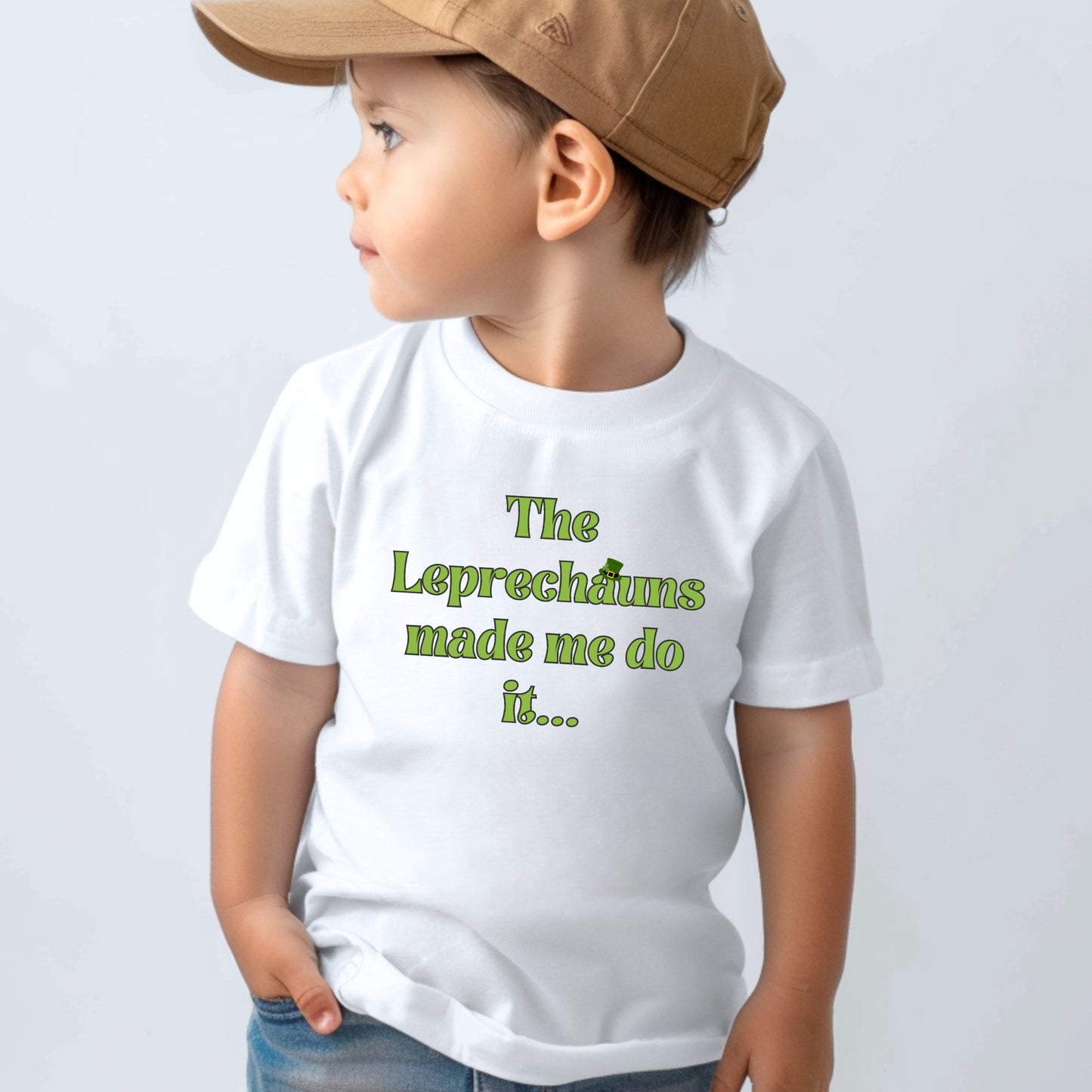 The Leprechauns Made me do it Toddler and Youth St. Patrick's Day Tshirt