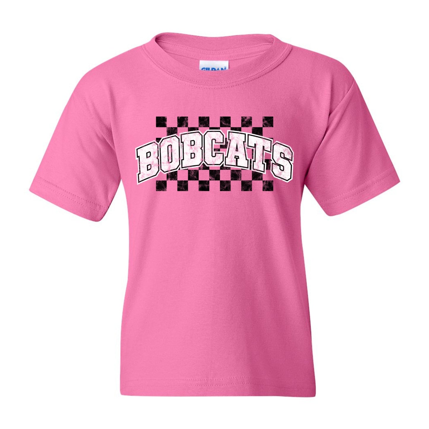 Bobcats with Checker Board Print Youth Tshirt