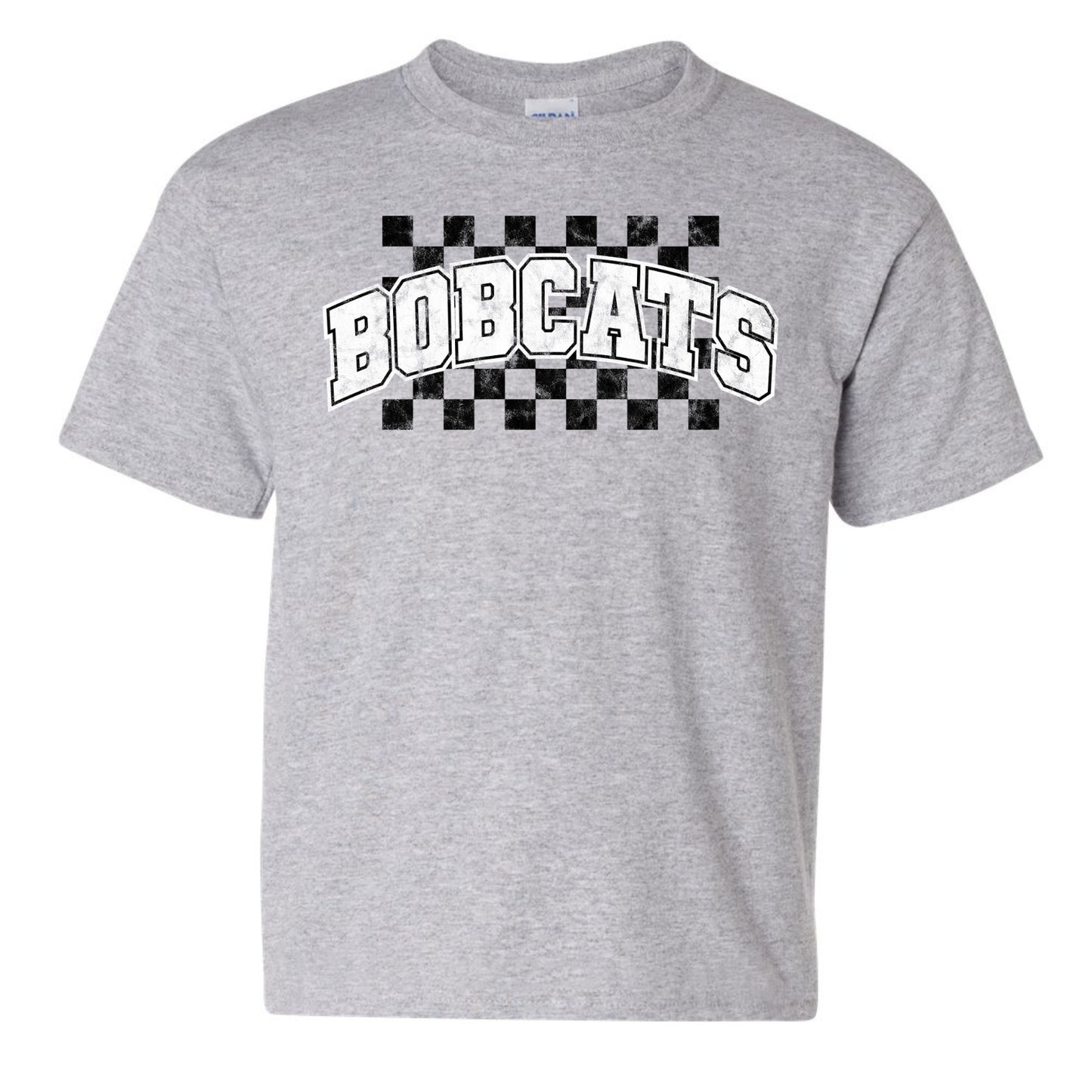 Bobcats with Checker Board Print Youth Tshirt
