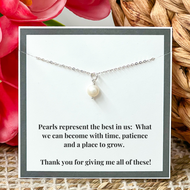 Single Drop White Pearl Necklace Mother's Day