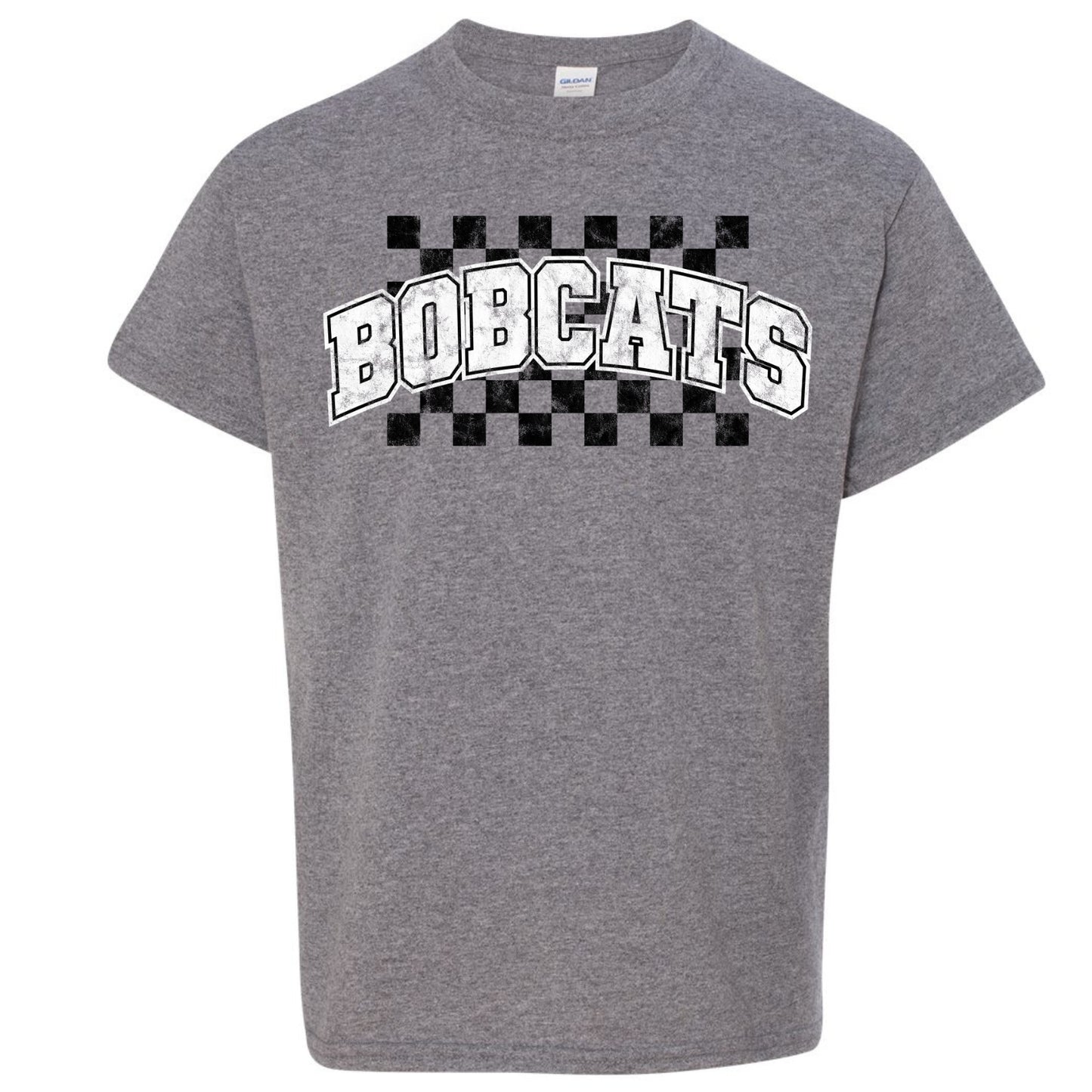 Bobcats with Checker Board Print Youth Tshirt