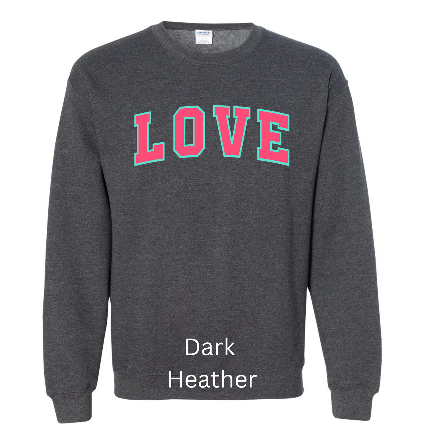 Valentine’s Sweatshirt Pink with Blue Outline Love