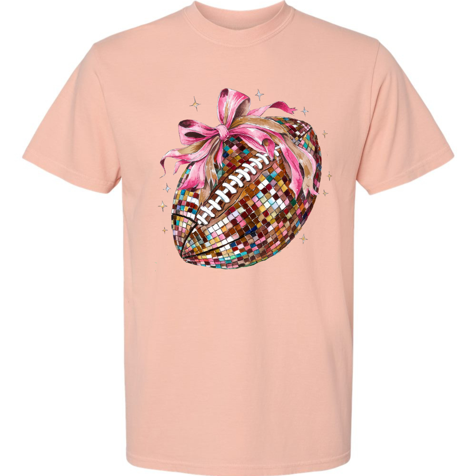 a pink t - shirt with a football on it