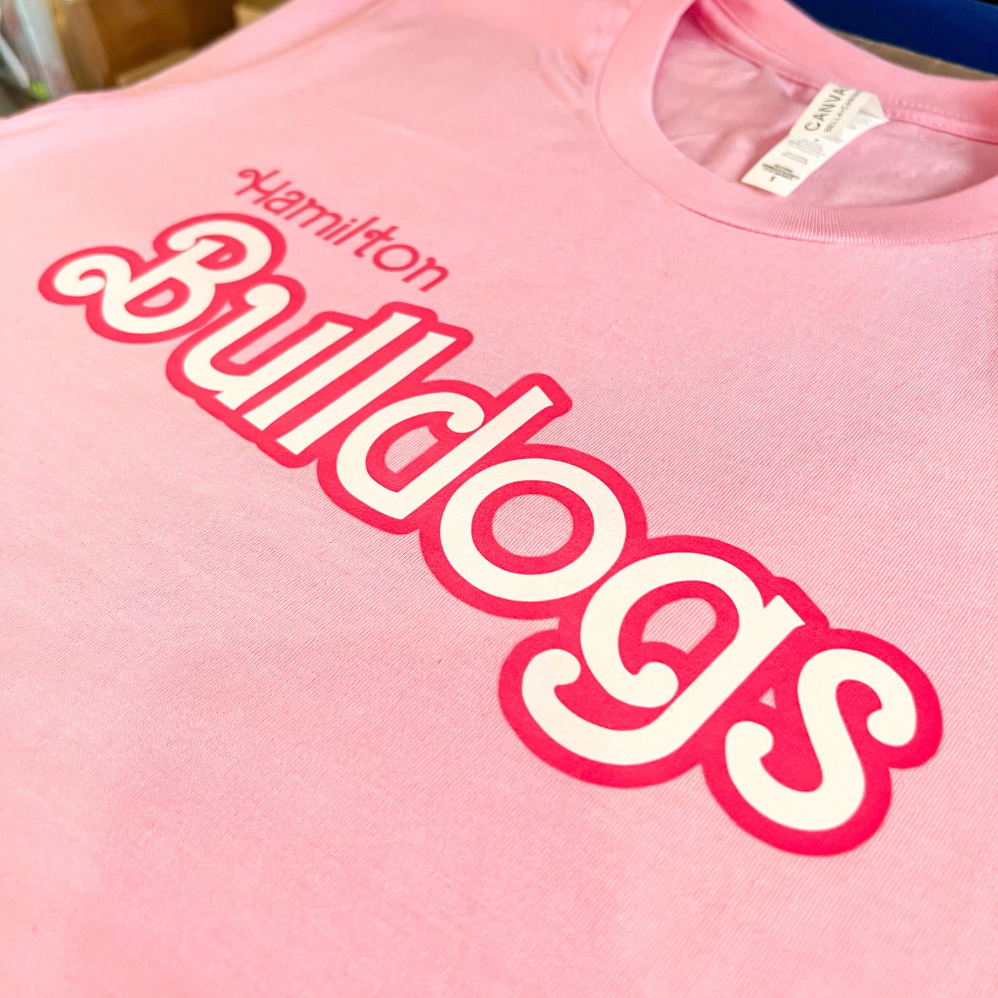 Pink Bulldogs Barbie Type font Graphic Tee