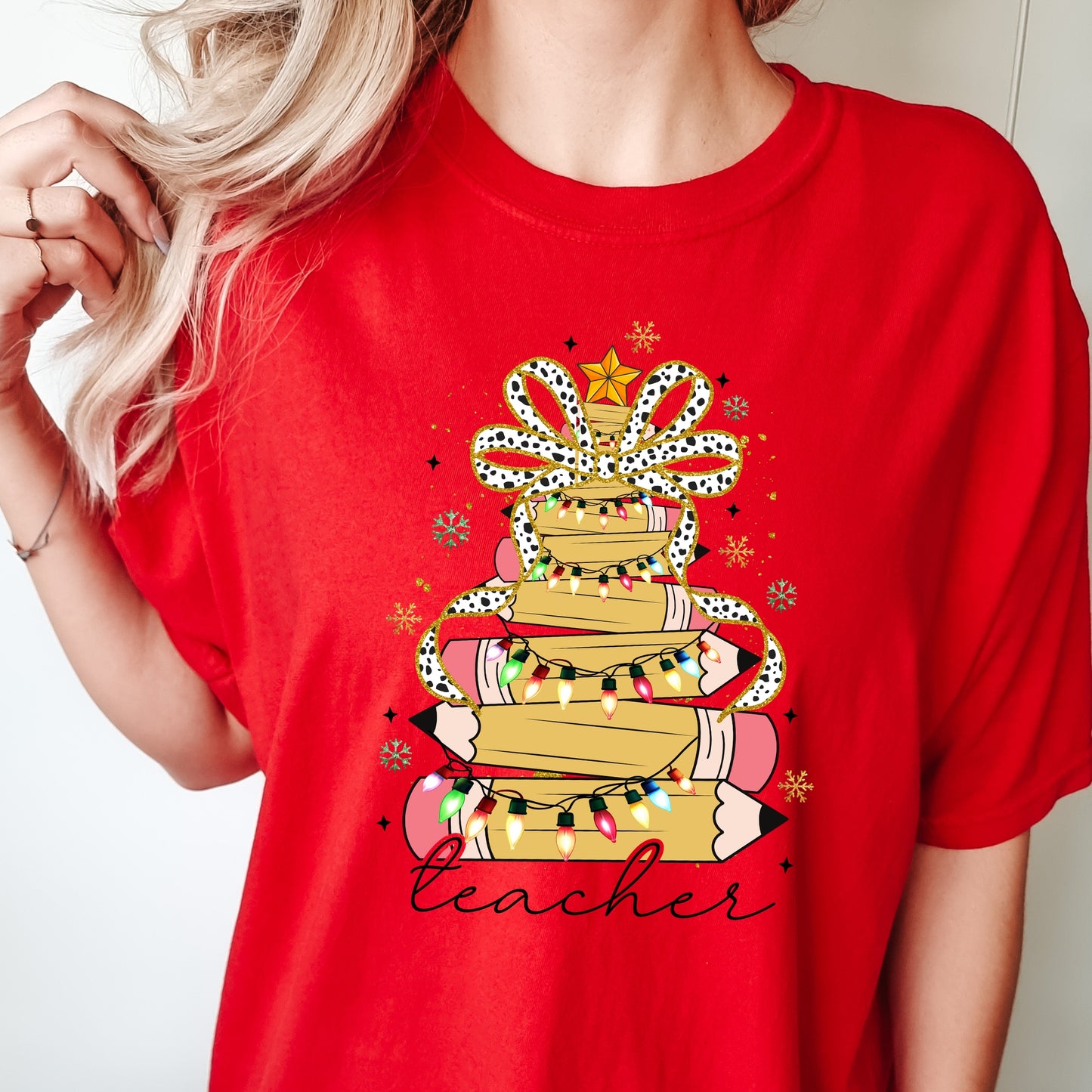 Pencil Christmas Tree Teacher Tshirt