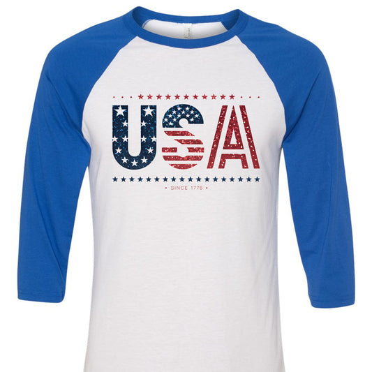 Glitter USA Baseball Style  Patriotic July 4th Memorial Day Tshirt