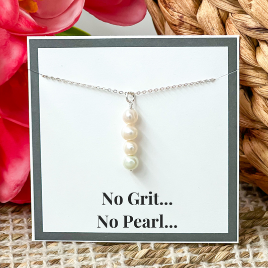 Four Pearl Dainty Pendant Sterling Silver Necklace Perfect for Layering