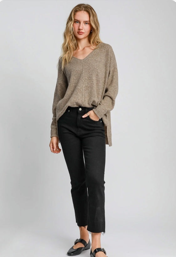 Wool Blended Pullover Sweater Latte Color