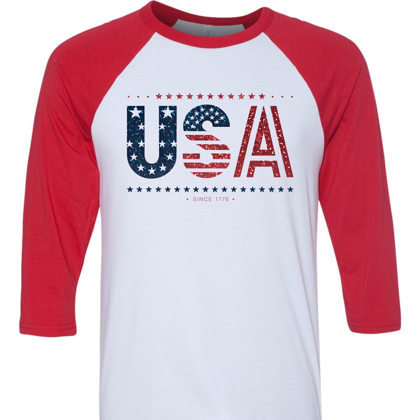 Glitter USA Baseball Style  Patriotic July 4th Memorial Day Tshirt