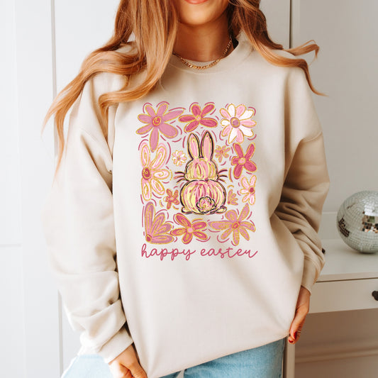 Floral Bunny "Happy Easter" Sweatshirt