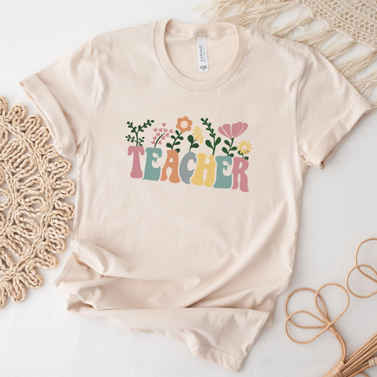 Pastel Floral Teacher Unisex Teacher Graphic Tee