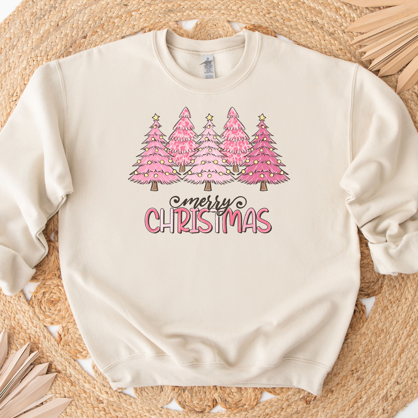 Merry Christmas Pink Christmas tree Christmas Sweatshirt