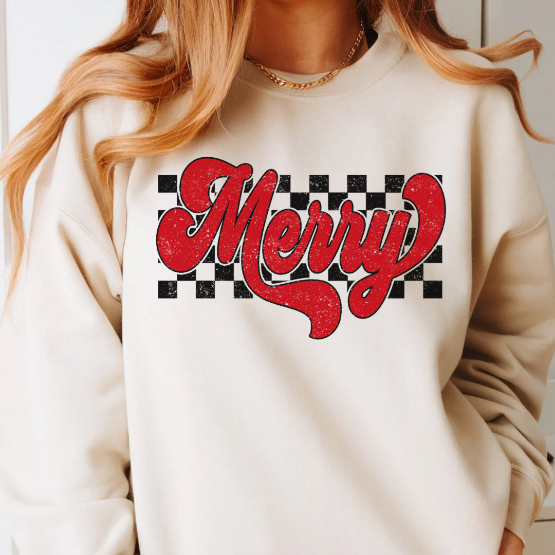 Merry checkered Christmas sweatshirt