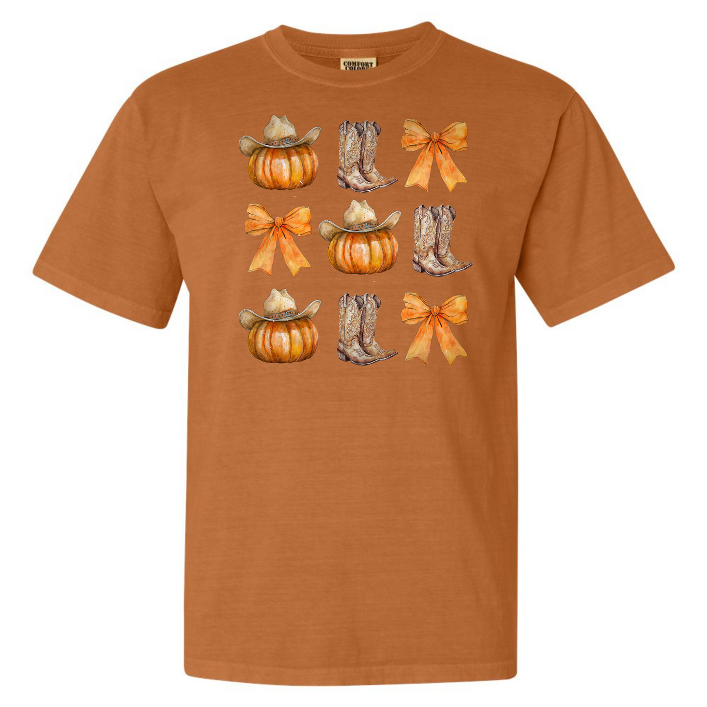 Comfort Colors Boots, Bows and Pumpkins Western Fall Shirt