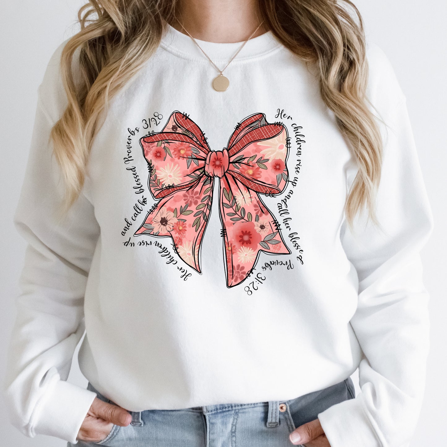 Mother's Day Floral Bow Sweatshirt Her Children Rise Up
