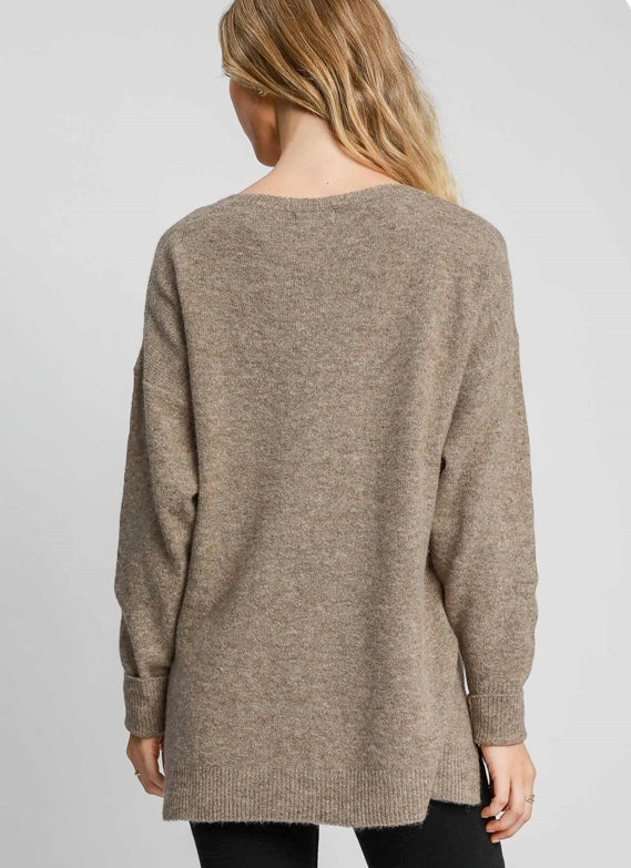 Wool Blended Pullover Sweater Latte Color