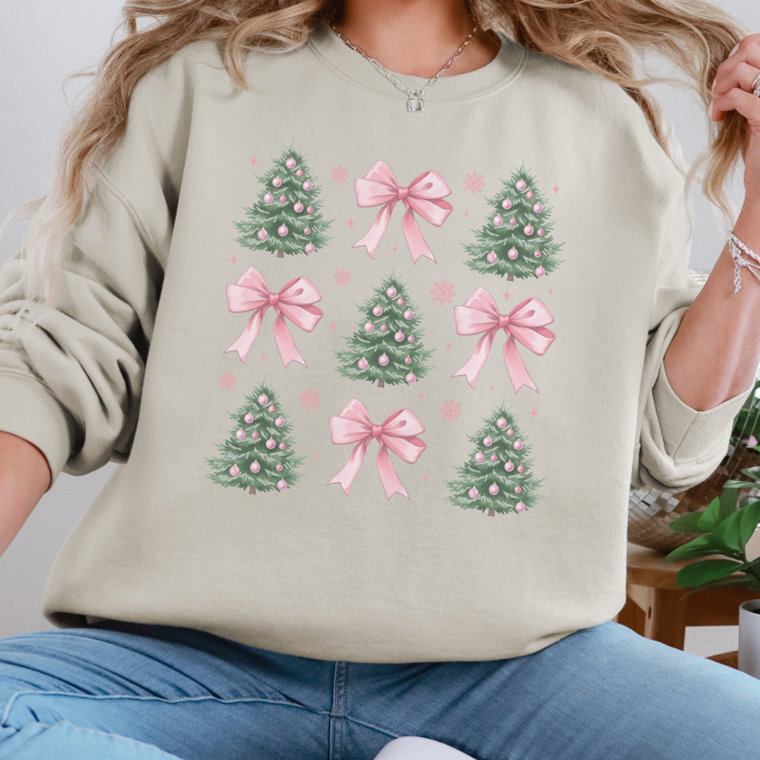Coquette Christmas Tree & Pink Bows Sweatshirt