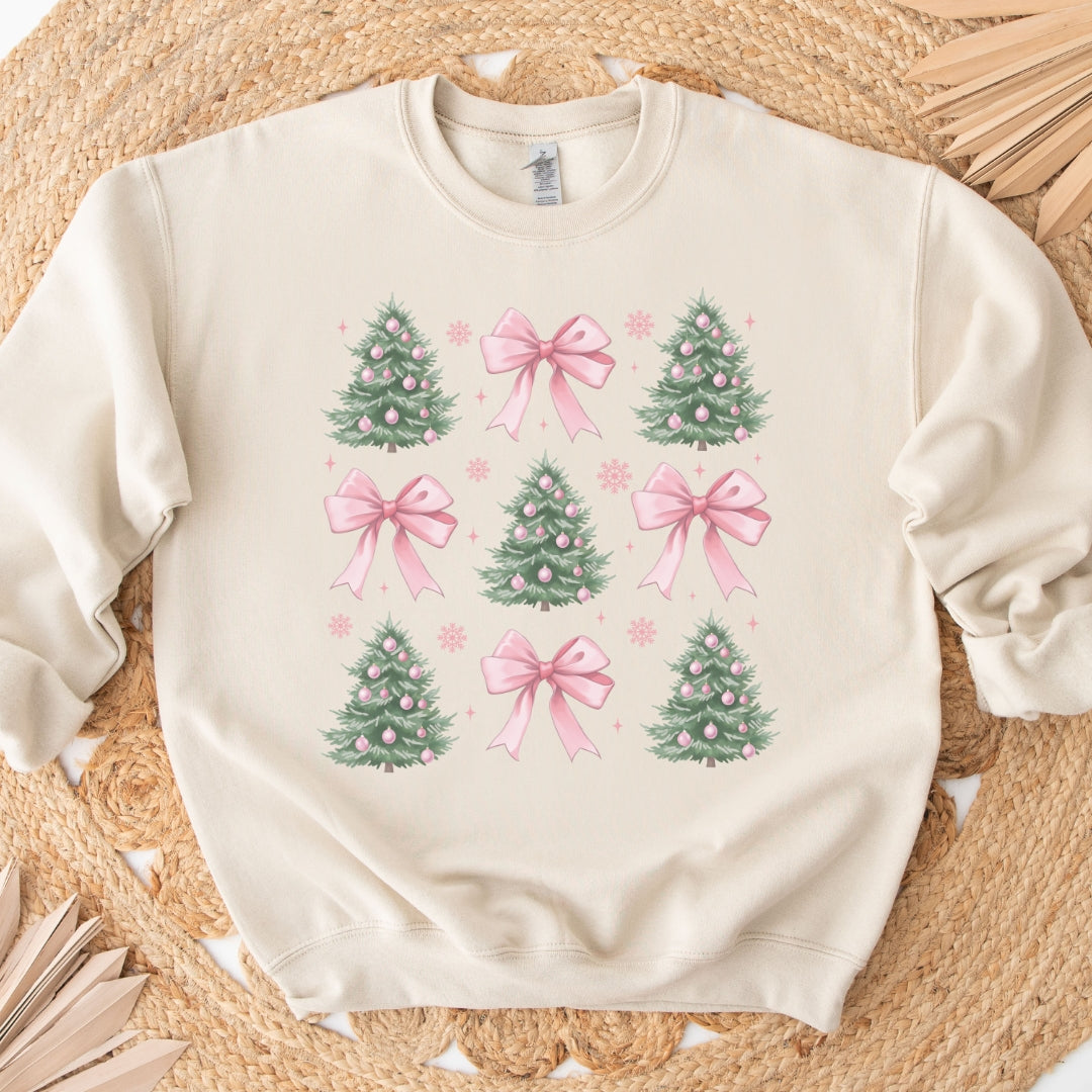 Coquette Christmas Tree & Pink Bows Sweatshirt