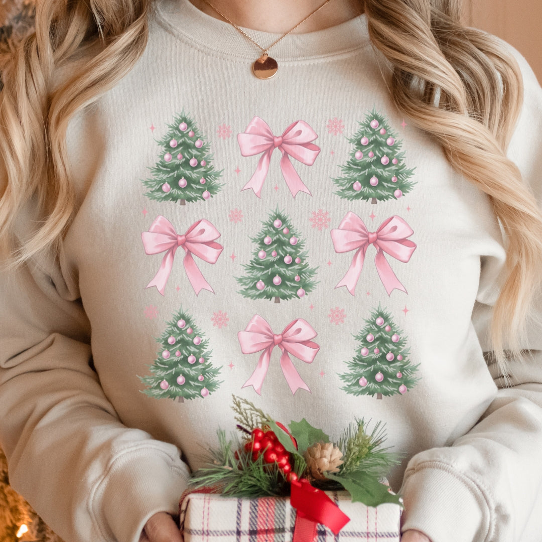 Coquette Christmas Tree & Pink Bows Sweatshirt
