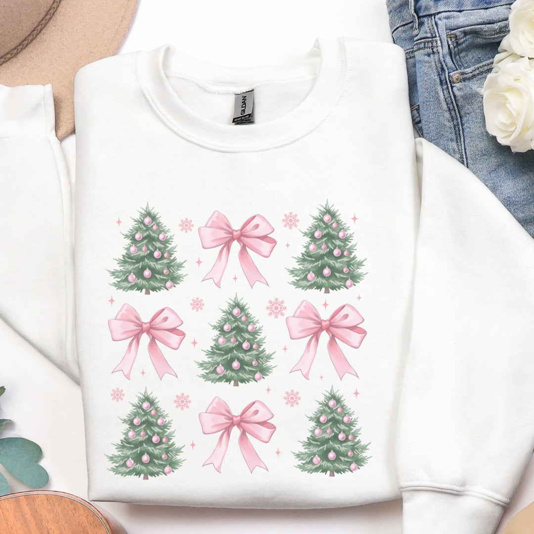 Coquette Christmas Tree & Pink Bows Sweatshirt