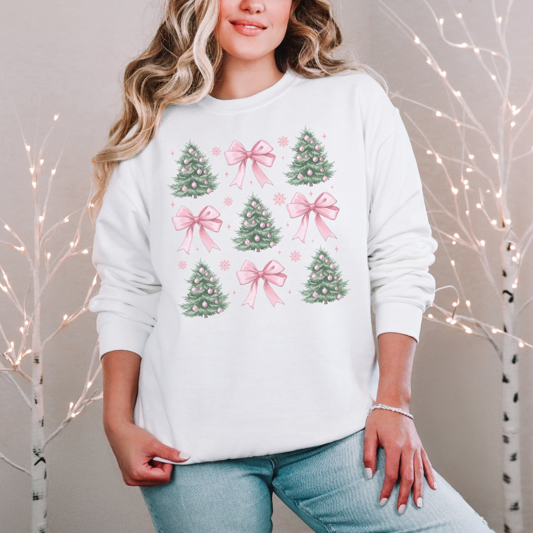 Coquette Christmas Tree & Pink Bows Sweatshirt