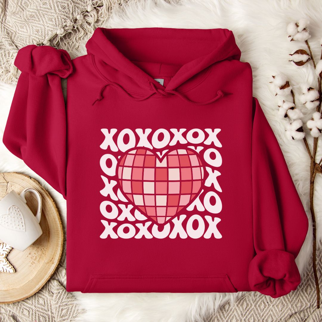 Disco Ball Heart Women's Valentine Sweatshirt Hoodie Pullover