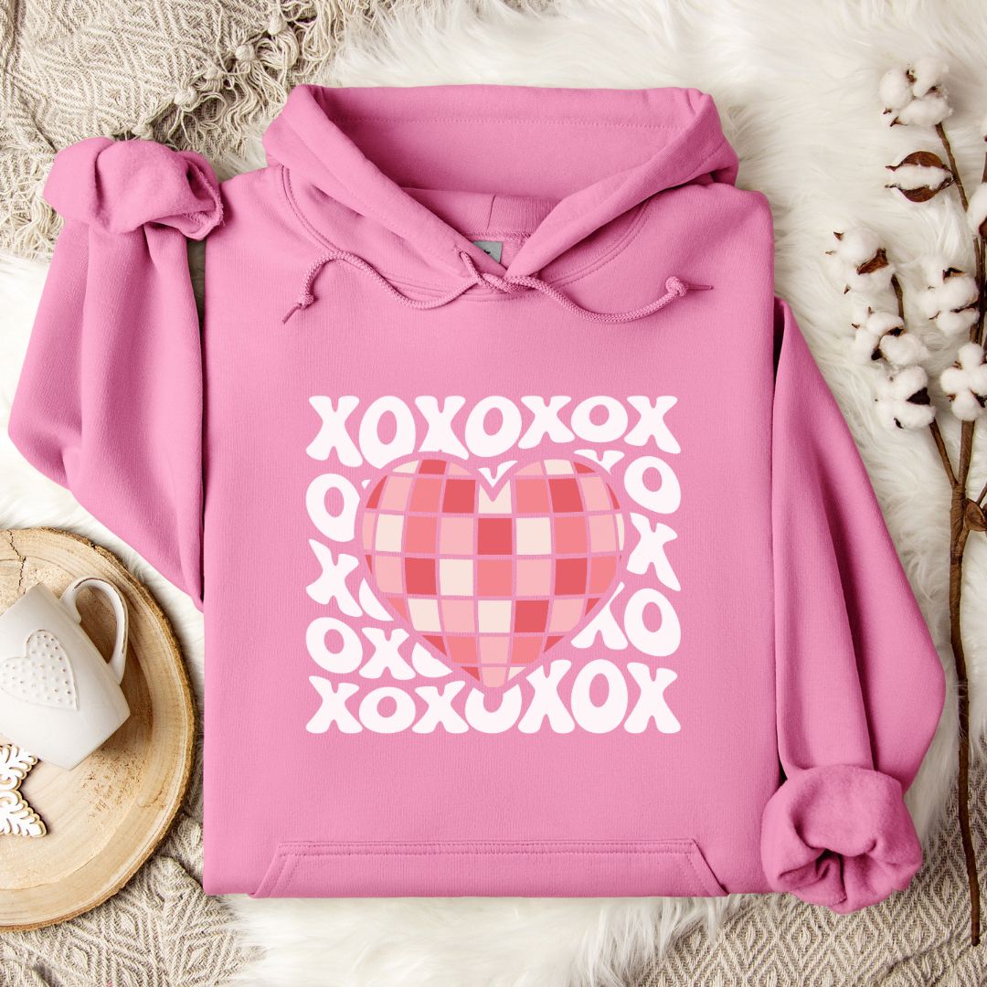 Disco Ball Heart Women's Valentine Sweatshirt Hoodie Pullover