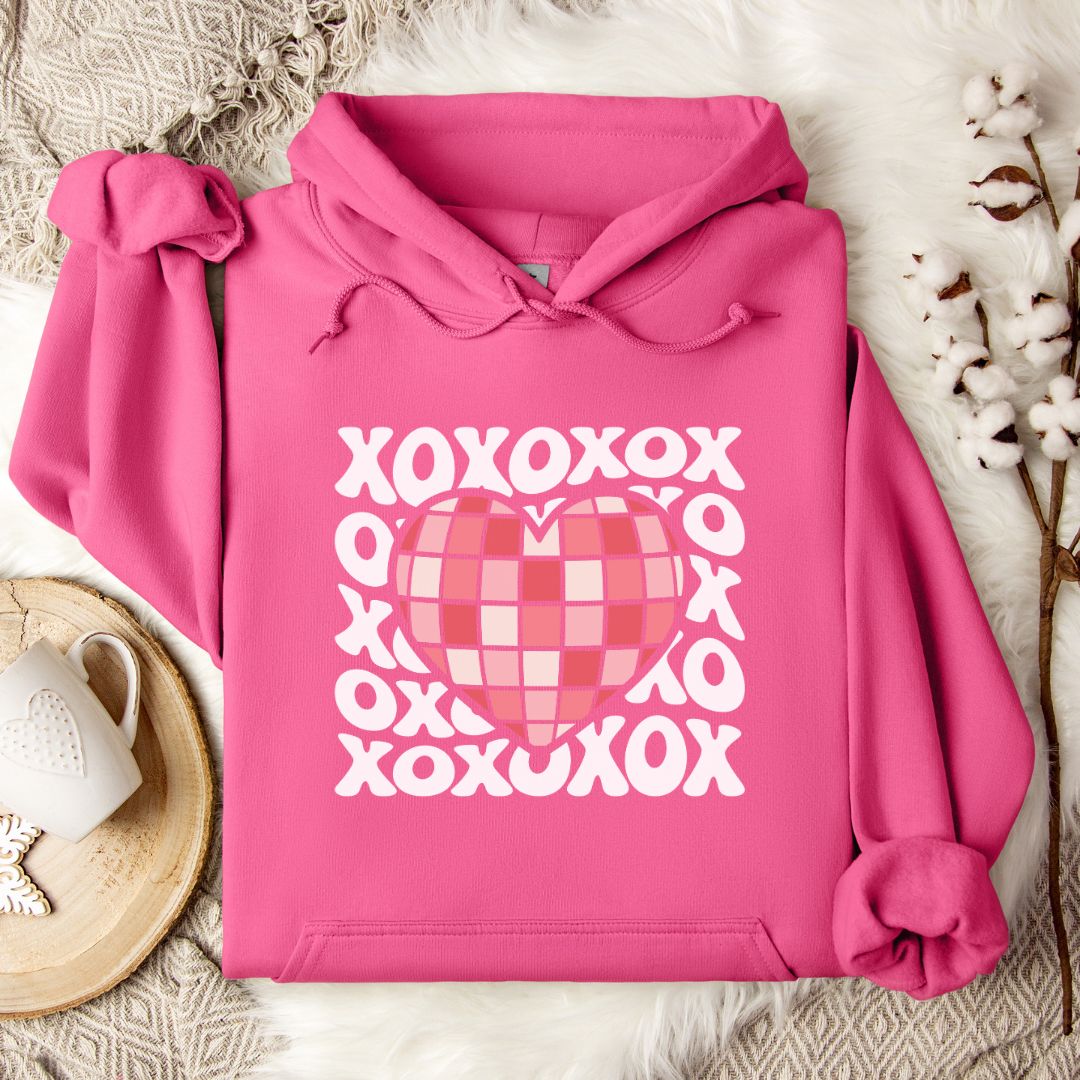 Disco Ball Heart Women's Valentine Sweatshirt Hoodie Pullover