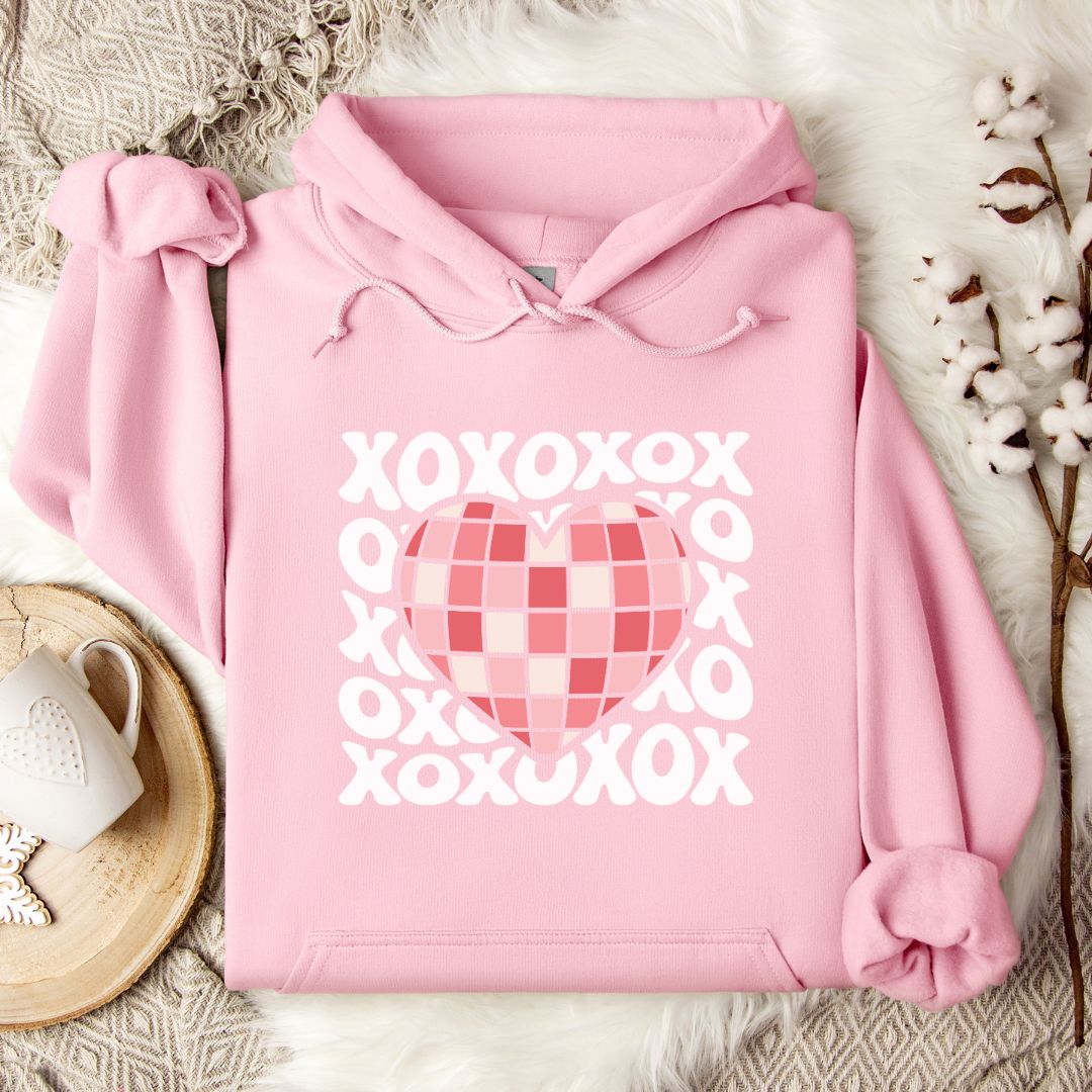 Disco Ball Heart Women's Valentine Sweatshirt Hoodie Pullover
