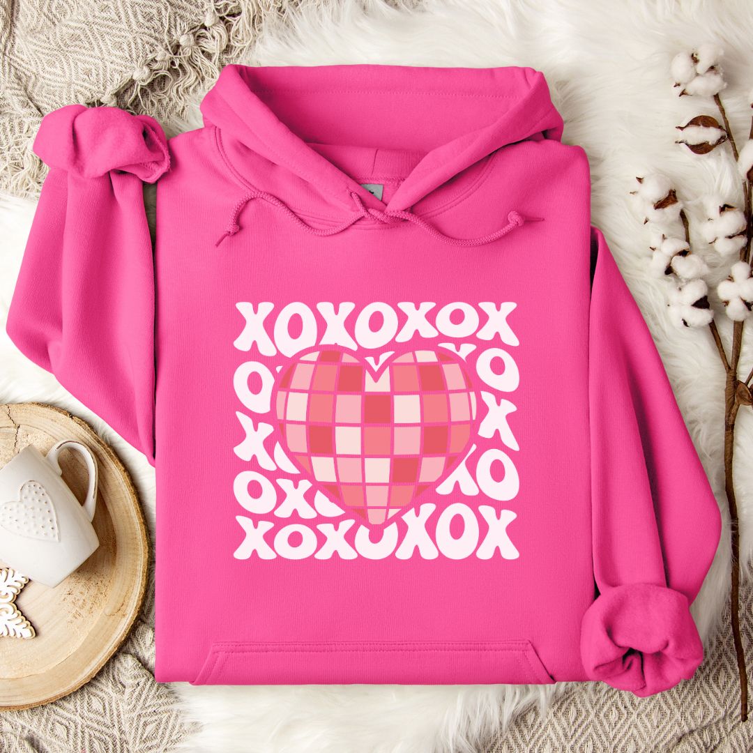 Disco Ball Heart Women's Valentine Sweatshirt Hoodie Pullover