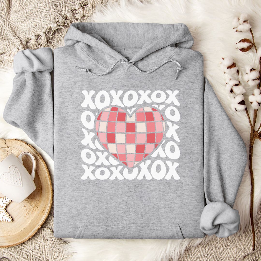 Disco Ball Heart Women's Valentine Sweatshirt Hoodie Pullover