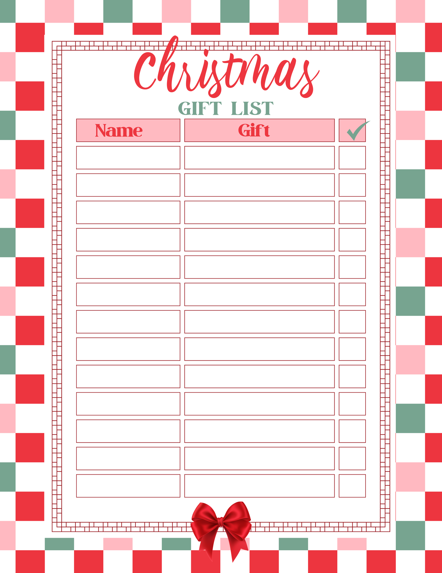 Free Printable Gift Tracker