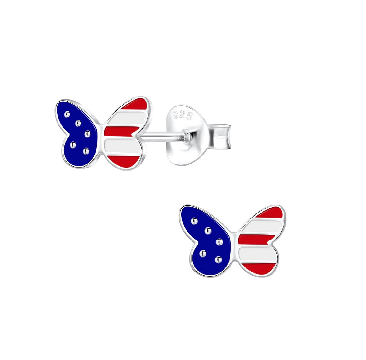 United States Flag Butterfly Sterling Silver Stud Earring No