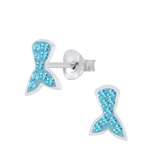 Teal Rhinestone Mermaid Tail Earrings