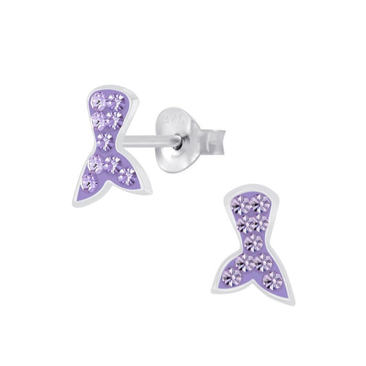 Purple Rhinestone Mermaid Tail Earrings