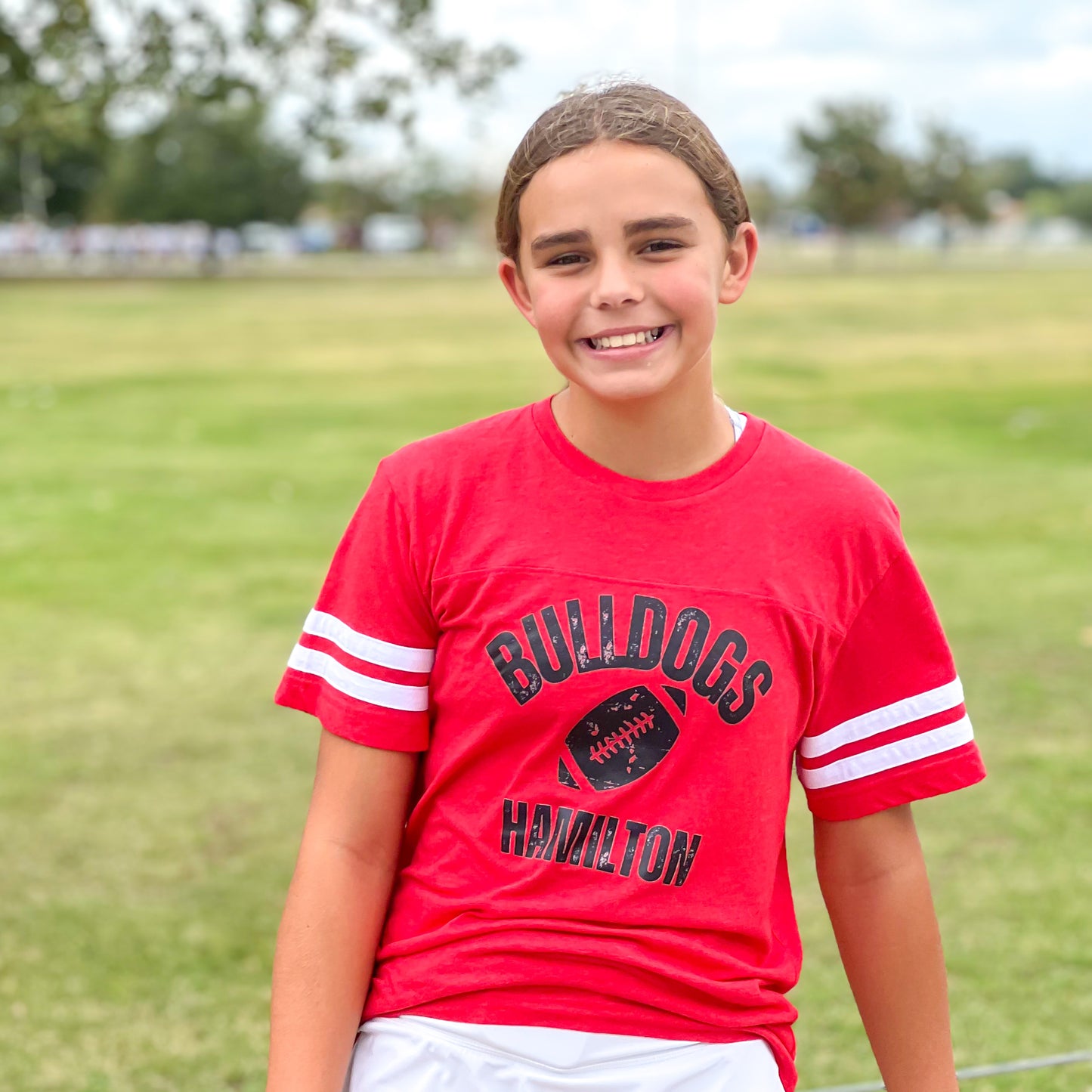 Custom Football Striped Women's Graphic Tee