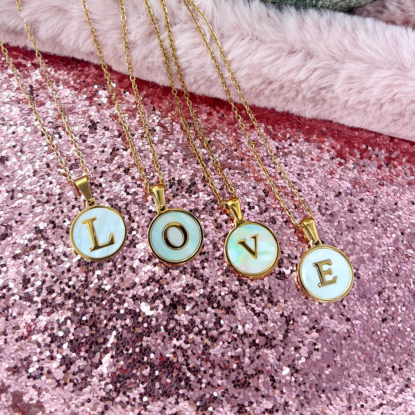 *Gold Coated Titanium Steel Letter Necklaces *
