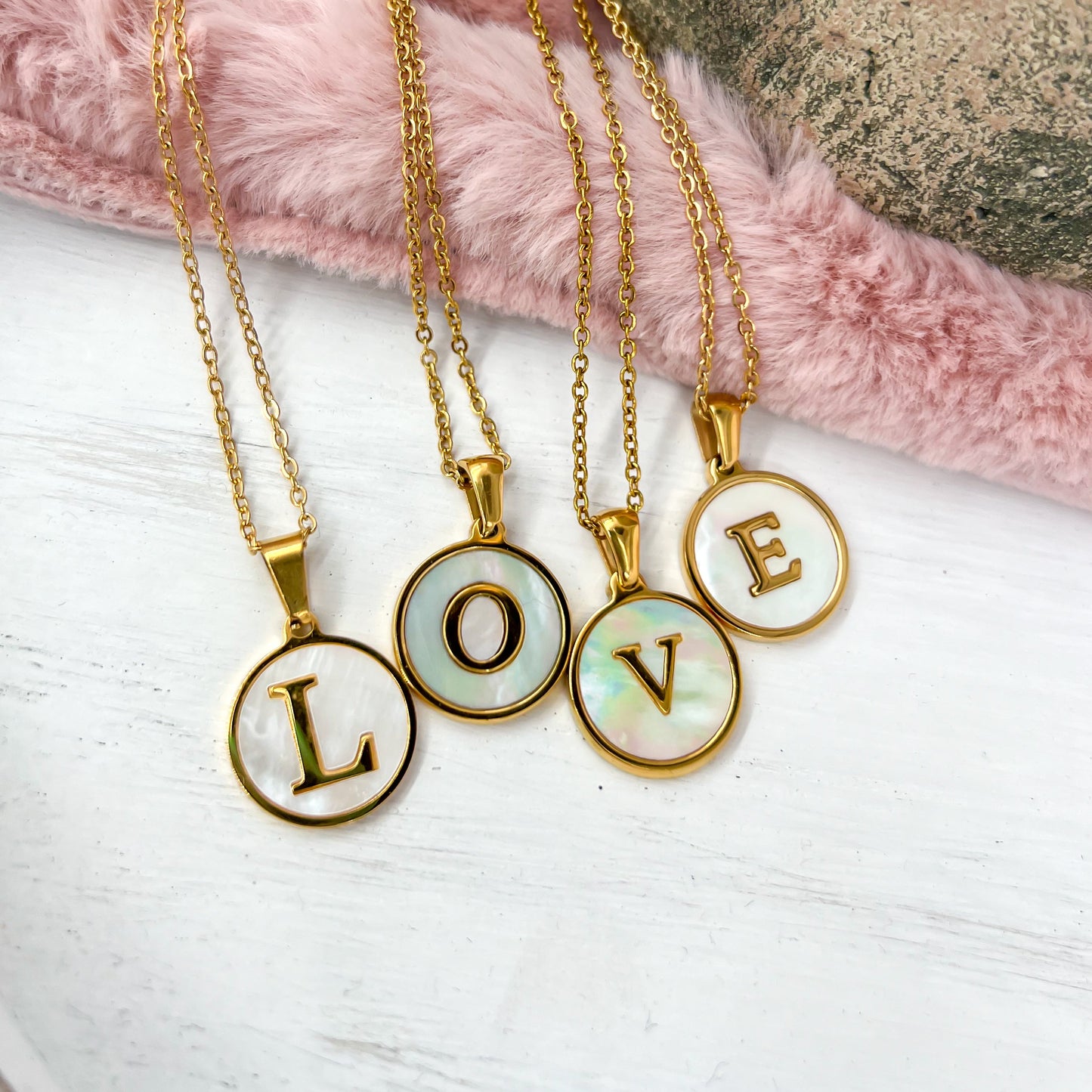 *Gold Coated Titanium Steel Letter Necklaces *