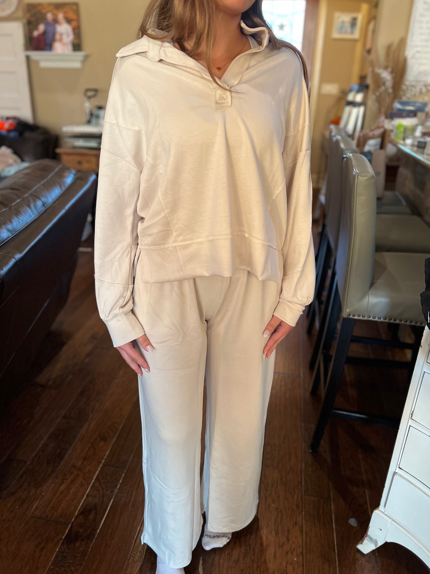 Ecru NeoKnit Pullon Sweatpants with Sweatshirt